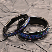 Engravable Matching Opal Tungsten Wedding Rings For Couples