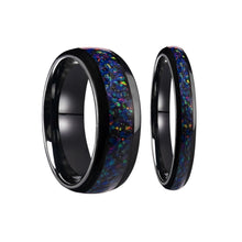 Engravable Matching Opal Tungsten Wedding Rings For Couples