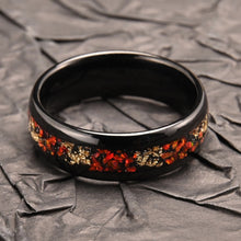 Engravable Fiery Red Flames Opal Tungsten Couple Wedding Bands