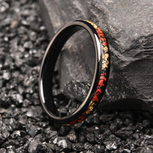 Engravable Fiery Red Flames Opal Tungsten Couple Wedding Bands
