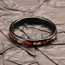 Engravable Fiery Red Flames Opal Tungsten Couple Wedding Bands