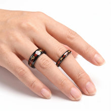 Engravable Fiery Red Flames Opal Tungsten Couple Wedding Bands