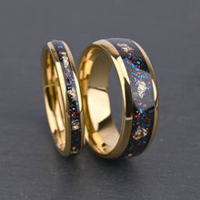 Engravable Colorful Universe Matching Tungsten Couple Wedding Bands