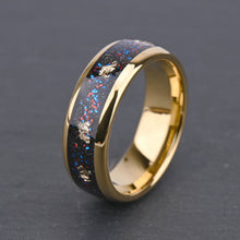 Engravable Colorful Universe Matching Tungsten Couple Wedding Bands