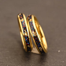 Engravable Colorful Universe Matching Tungsten Couple Wedding Bands