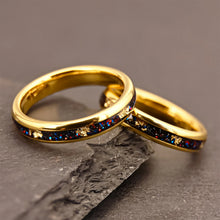 Engravable Colorful Universe Matching Tungsten Couple Wedding Bands