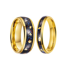 Engravable Colorful Universe Matching Tungsten Couple Wedding Bands