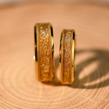 Engravable Matching Gold Leaf Tungsten Couple Wedding Bands