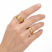 Engravable Matching Gold Leaf Tungsten Couple Wedding Bands