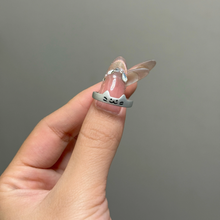 Adjustable Matching Cute Cat And Dog Silver Couple Promise Rings