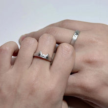 Adjustable Matching Cute Cat And Dog Silver Couple Promise Rings