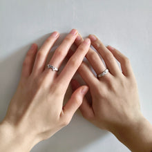 Adjustable Matching Cute Cat And Dog Silver Couple Promise Rings