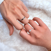 Adjustable King Queen Silver Infinity Knot Couple Promise Rings
