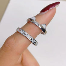Adjustable Glow In The Dark Cat And Fish Silver Couple Promise Rings
