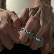 Adjustable Glow In The Dark Cat And Fish Silver Couple Promise Rings