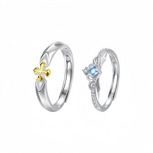 Adjustable Princess And Knight Silver Promise Rings For Couples