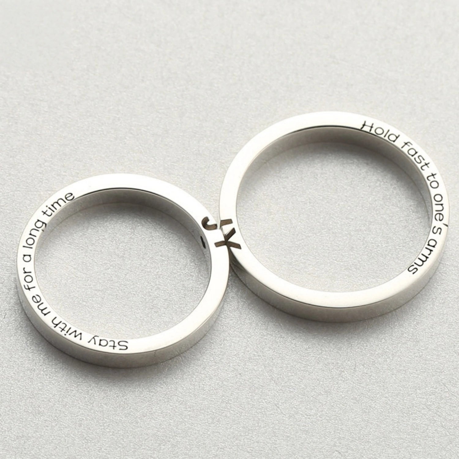 Custom Matching Initials Infinity Silver Promise Rings For Couples