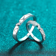 Engravable Sweet Love Knot Moissanite Silver Couple Promise Rings