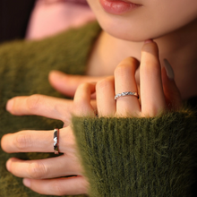 Engravable Sweet Love Knot Moissanite Silver Couple Promise Rings