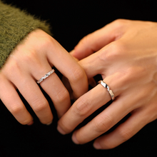 Engravable Sweet Love Knot Moissanite Silver Couple Promise Rings