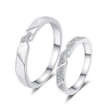 Engravable Sweet Love Knot Moissanite Silver Couple Promise Rings
