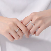 Engravable Sweet Love Moissanite Silver Couple Promise Rings