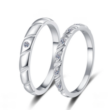 Engravable Sweet Love Moissanite Silver Couple Promise Rings