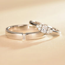 Engravable Solitaire Moissanite Silver Promise Rings For Couples