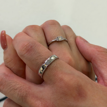 Engravable Solitaire Moissanite Silver Promise Rings For Couples