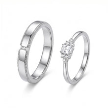 Engravable Solitaire Moissanite Silver Promise Rings For Couples