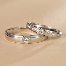 Engravable King Queen Solitaire Silver Promise Rings For Couples