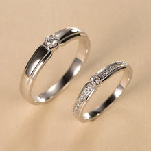 Engravable King Queen Solitaire Silver Promise Rings For Couples