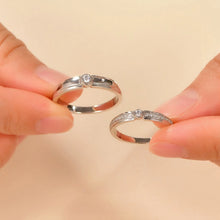 Engravable King Queen Solitaire Silver Promise Rings For Couples
