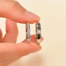 Engravable King Queen Solitaire Silver Promise Rings For Couples