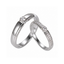 Engravable King Queen Solitaire Silver Promise Rings For Couples