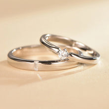 Engravable Simple Solitaire Sterling Silver Promise Rings For Couples