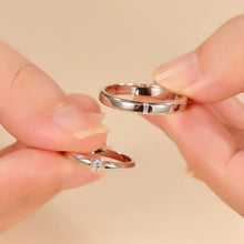 Engravable Simple Solitaire Sterling Silver Promise Rings For Couples
