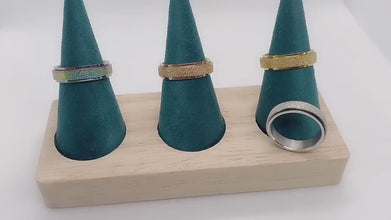 Engravable Matching Titanium Spinner Frosted Couples Rings