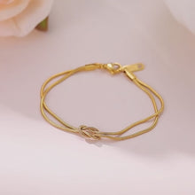 Infinity Knot Initials Charm Snake Chain Bracelets For Couples