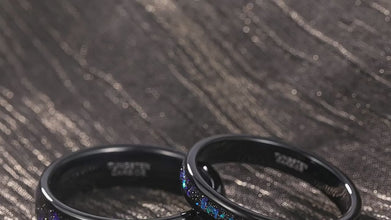 Engravable Matching Opal Tungsten Couple Wedding Bands