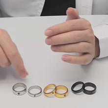 Engravable Titanium Matching Spinner Cross Couple Rings