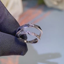 Engravable Sweet Love Knot Moissanite Silver Couple Promise Rings