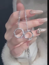 Engravable Cute Cat Magnetic Heart Infinity Silver Couple Necklaces