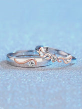 Adjustable Guardian Angel Moissanite Promise Rings Sets In Sterling Silver