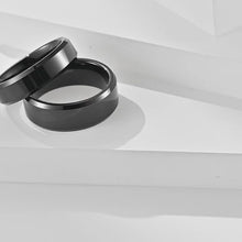 Engravable Simple Black Rings For Couples In Tungsten