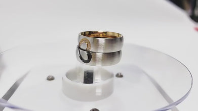 Black And Rose Matching Heart Rings For Couples In Titanium Steel