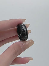 Engravable Black Heartbeat Rings For Couples In Tungsten
